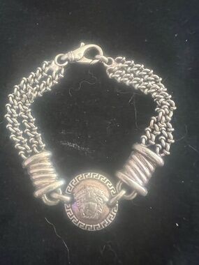 Vintage Versace Silver-Tone Medallion Charm Bracelet